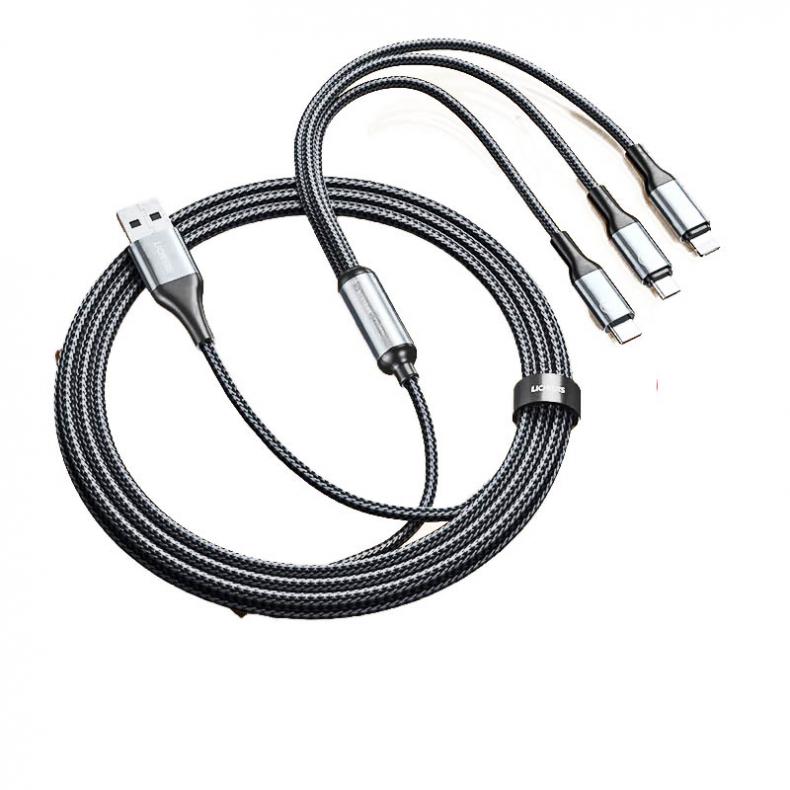 领臣（LINGCHEN） LC-439 一拖三铝合金快充数据线 1.8m （单位：条）  黑色