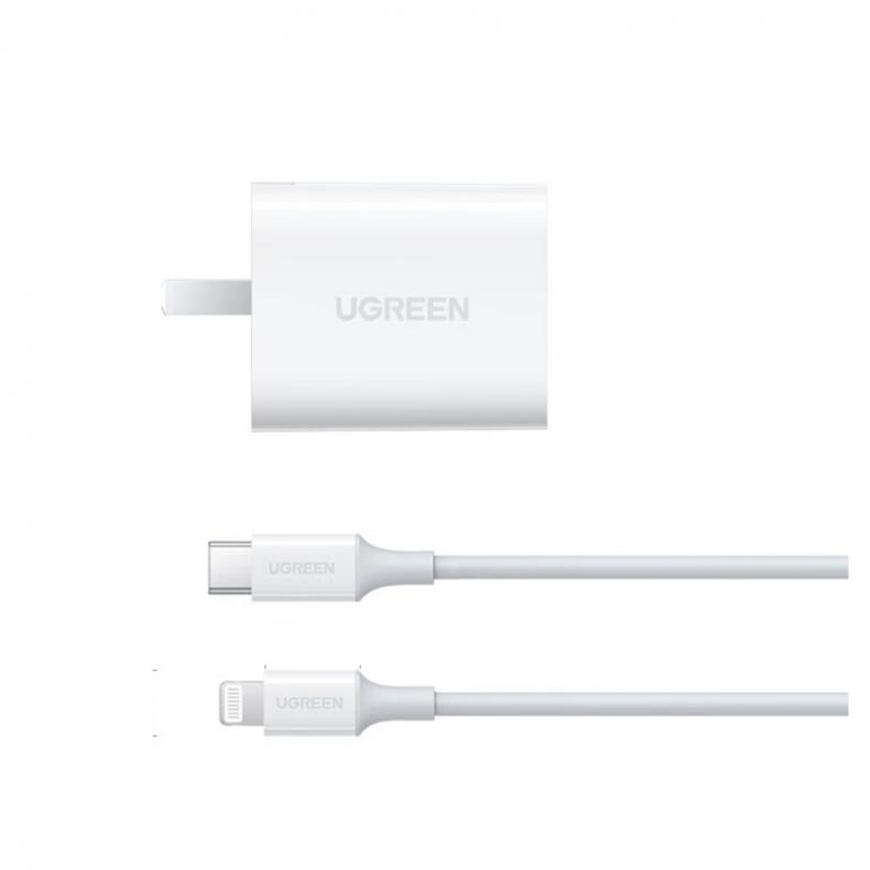 绿联（UGREEN） 60967 PD20W充电器套装 PD20W （单位：套） Type-C转Lightning接口 白色
