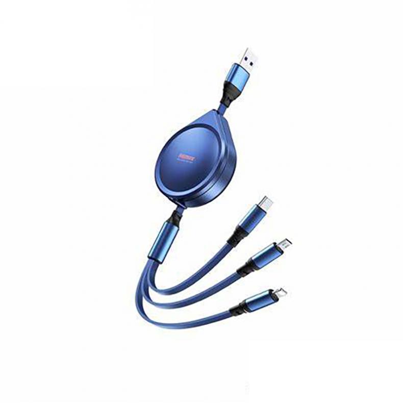 睿量 RC-C018 一拖三可伸缩充电线 15W 20-120cm （单位：根）  藏蓝色