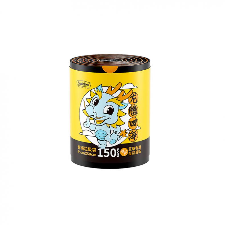 尚岛宜家（sodolike） 45*50cm 龙腾四海抽绳垃圾袋 150只/卷 （单位：卷） 新老包装随机 黑色
