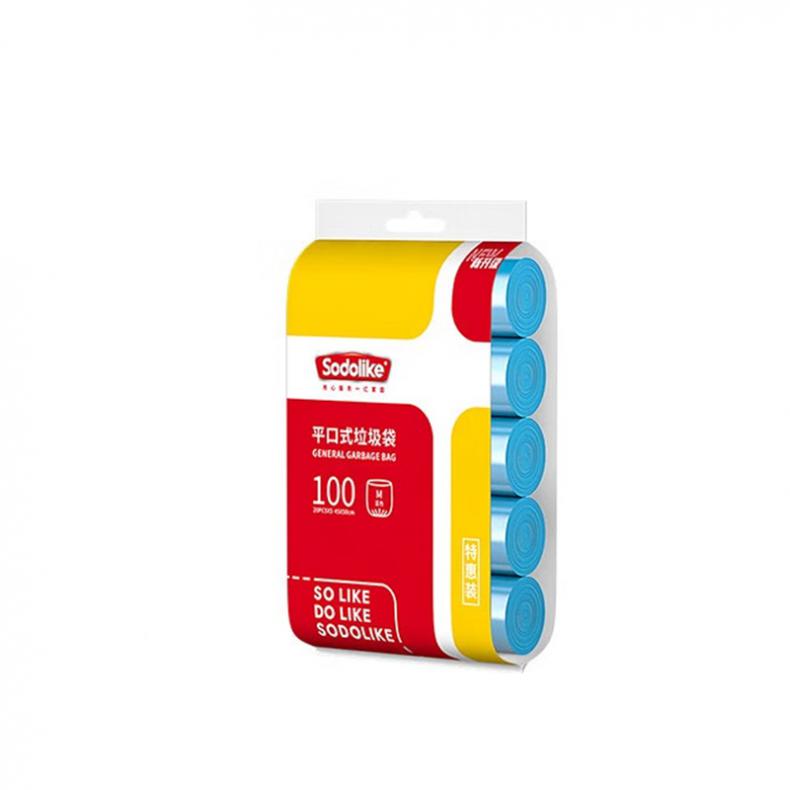 尚岛宜家（sodolike） 45*50cm 断点平口垃圾袋 20只/卷 5卷/袋 （单位：袋） 新老包装随机 蓝色