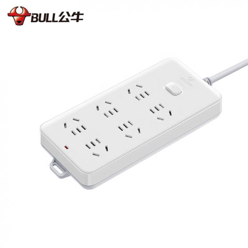 公牛（BULL） GN-109K 新国标插座 6位总控 10m （单位：个）  白色