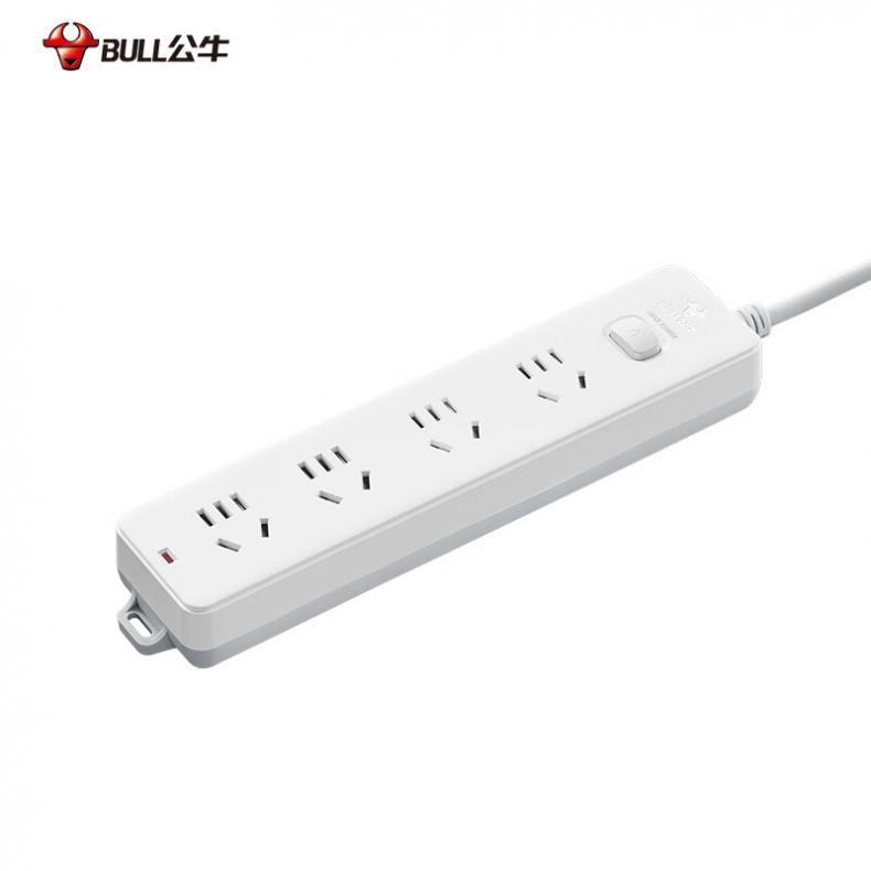 公牛（BULL） GN-410 新国标插座 4位总控 5m （单位：个） 新旧款随机发货 白色