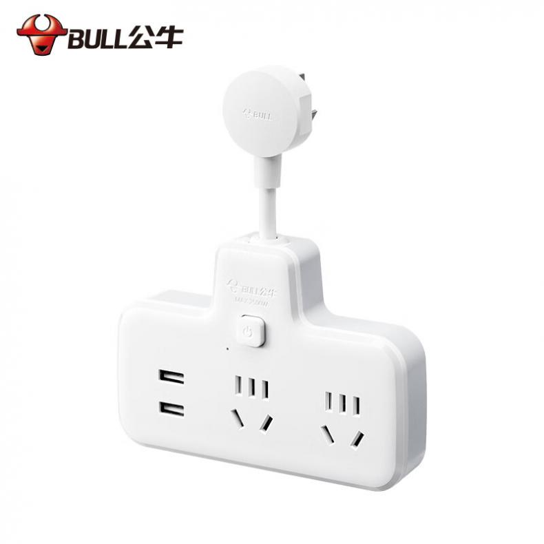 公牛（BULL） GN-9722Q 一转多插座 柔性 带USB总控一转四 （单位：个）  白色