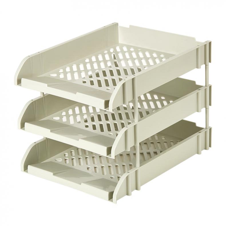 齐心（Comix） B2068 文件盘 三层 328*256*250mm （单位：个）  灰色