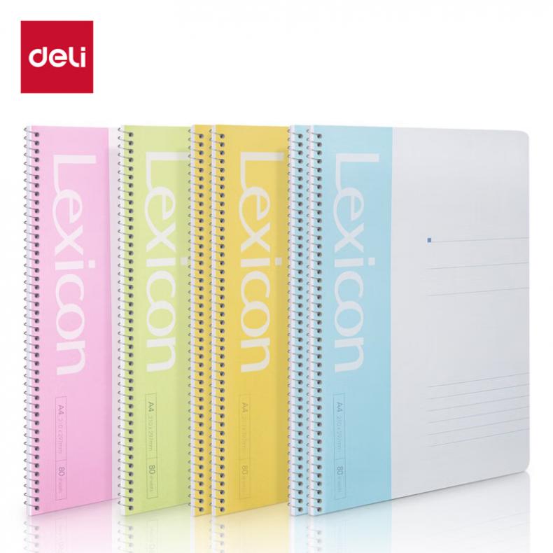 得力（deli） 7689 A4螺旋本笔记本 80张/本 6本/套 （单位：套）  混色