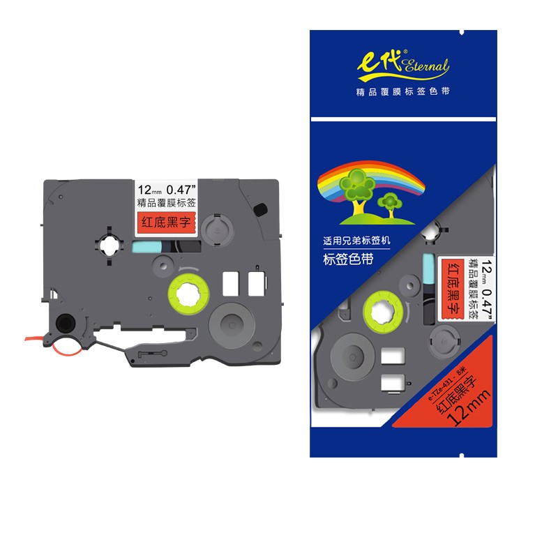 e代经典 TZe-431 标签机色带 12mm （单位：个） 红底黑字
