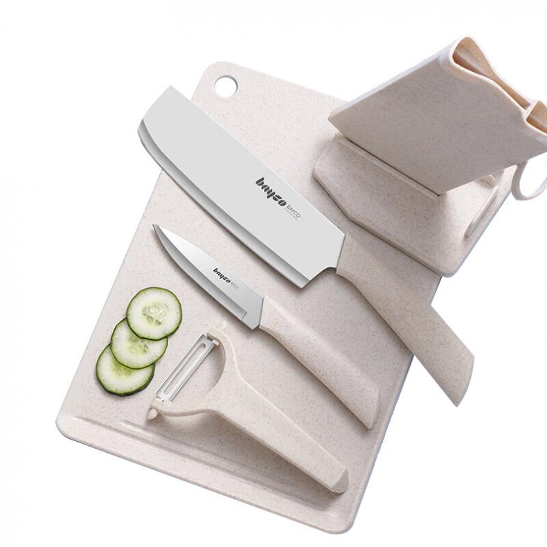 拜格（BAYCO） BD2222 秸秆柄刀具插卡刀座5件套 28.2*20cm （单位：套）  