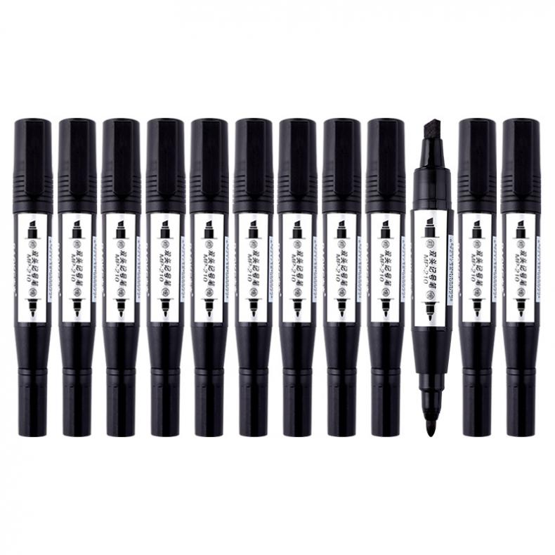 宝克（BAOKE） MP210 油性粗细双头记号笔物流笔 132*19mm 12支/盒 （单位：盒）  黑色