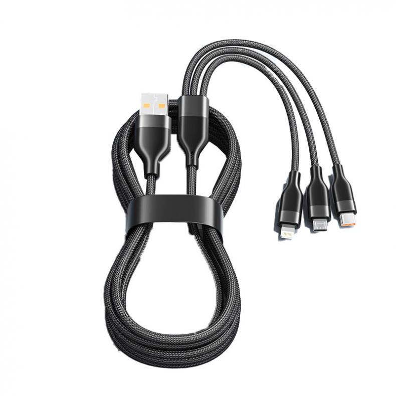 毕亚兹（BIAZE） K166 100W快充一拖三编织数据线 1.5米 （单位：根）  黑色