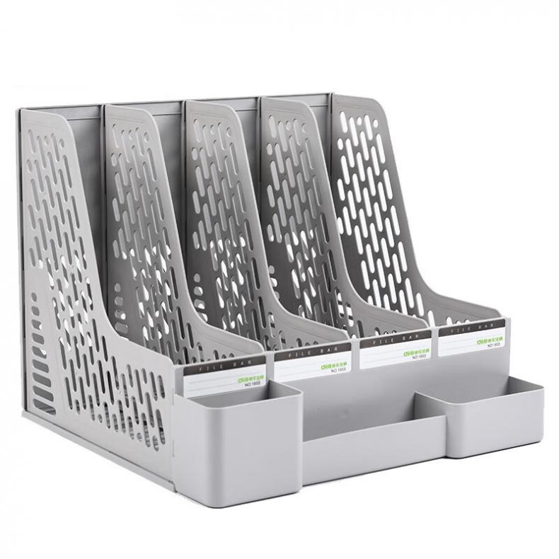 递乐 1855 文件筐 带笔筒 四栏 （单位：个）  米色/灰色随机