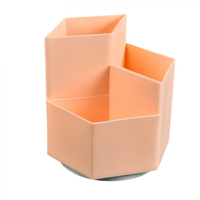 递乐 2402 旋转六角多功能笔筒 12.3*11.8cm （单位：个）  橙色