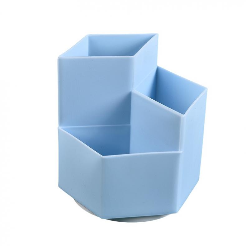 递乐 2402 旋转六角多功能笔筒 12.3*11.8cm （单位：个）  蓝色