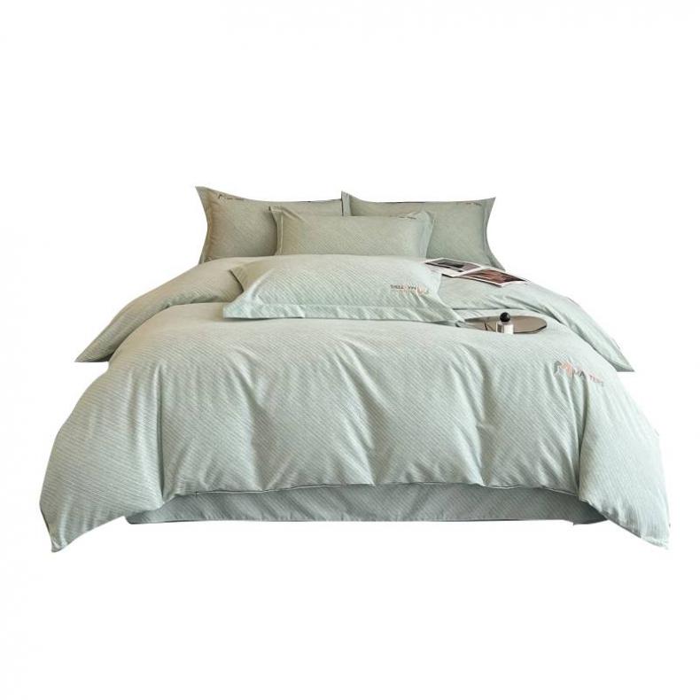 悠梦嘉居 YJ-14569 长绒棉磨毛刺绣四件套 被200*230cm （单位：套）  碧水绿