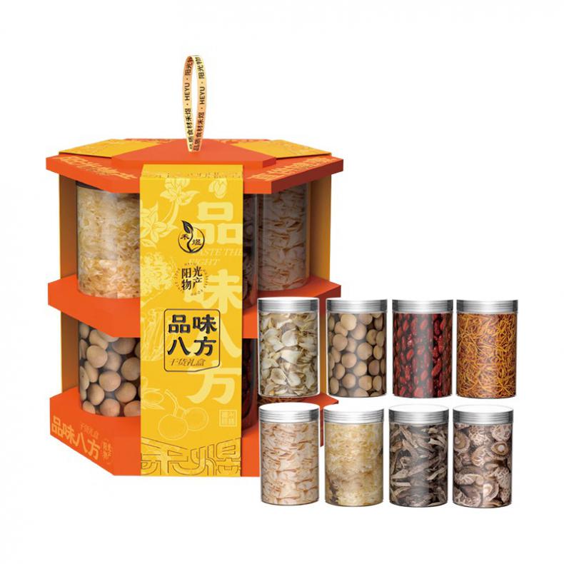 禾煜 品味八方 干货礼盒 480g （单位：盒） 鹿茸菇30g+玉木耳40g+蛹虫草30g+椴木银耳30g+桂圆干80g+若羌红枣120g+茶花菇40g+百合干110g