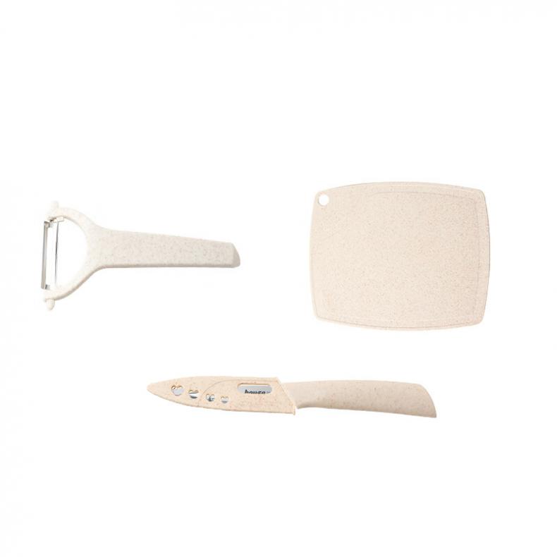 拜格（BAYCO） BD8051 不锈钢便携家用刀具套装 水果刀+削皮刀+菜板 （单位：套）  米色