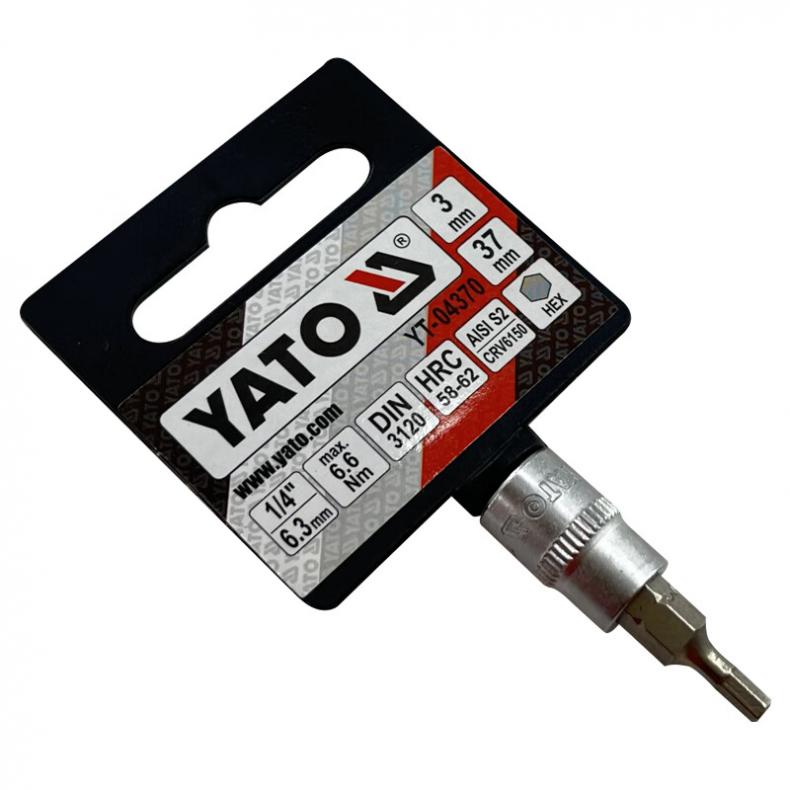 易尔拓（YATO） YT-04370 1/4英寸六角旋具套筒 HEX3X37mm （单位：个）  