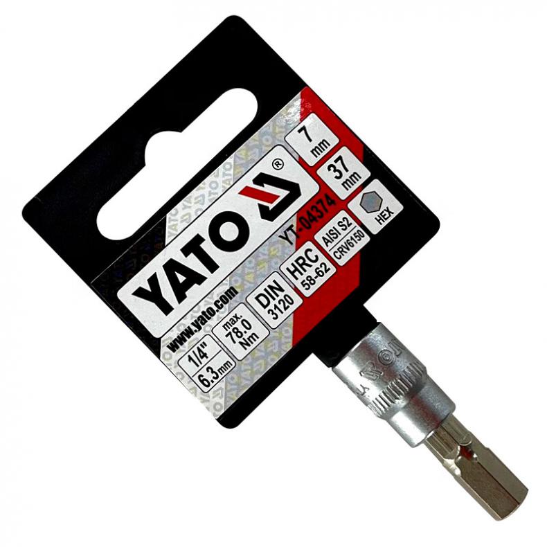 易尔拓（YATO） YT-04374 1/4英寸六角旋具套筒 HEX7X37mm （单位：个）  