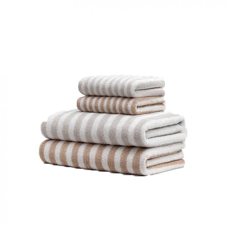 最生活 A-1007 条纹毛浴三件套礼盒 轻柔款 130*65cm浴巾+70*34cm*2 （单位：盒）  颜色混发