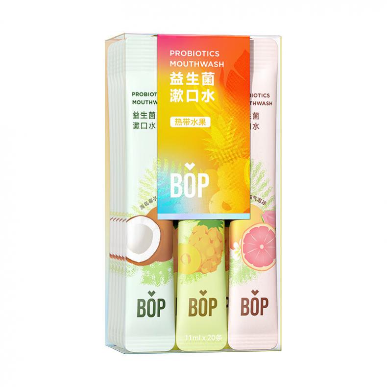 波普专研（bop） 混合热带水果 益生菌漱口水 11ml/条 20条/盒 （单位：盒）  