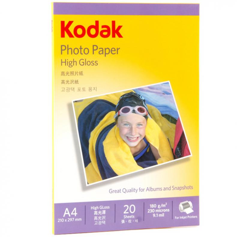 柯达（Kodak） 4027-317 高光面照片纸 A4 180g 20张/包 （单位：包） 新老包装随机发货 