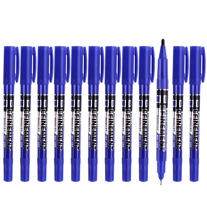 宝克（BAOKE） MP220 小双头油性记号笔 0.5/2mm 12支/盒 （单位：盒）  蓝色