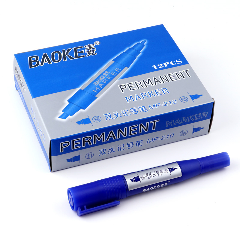 宝克（BAOKE） MP210 双头油性记号笔 2.5/6mm 12支/盒 （单位：盒）  蓝色