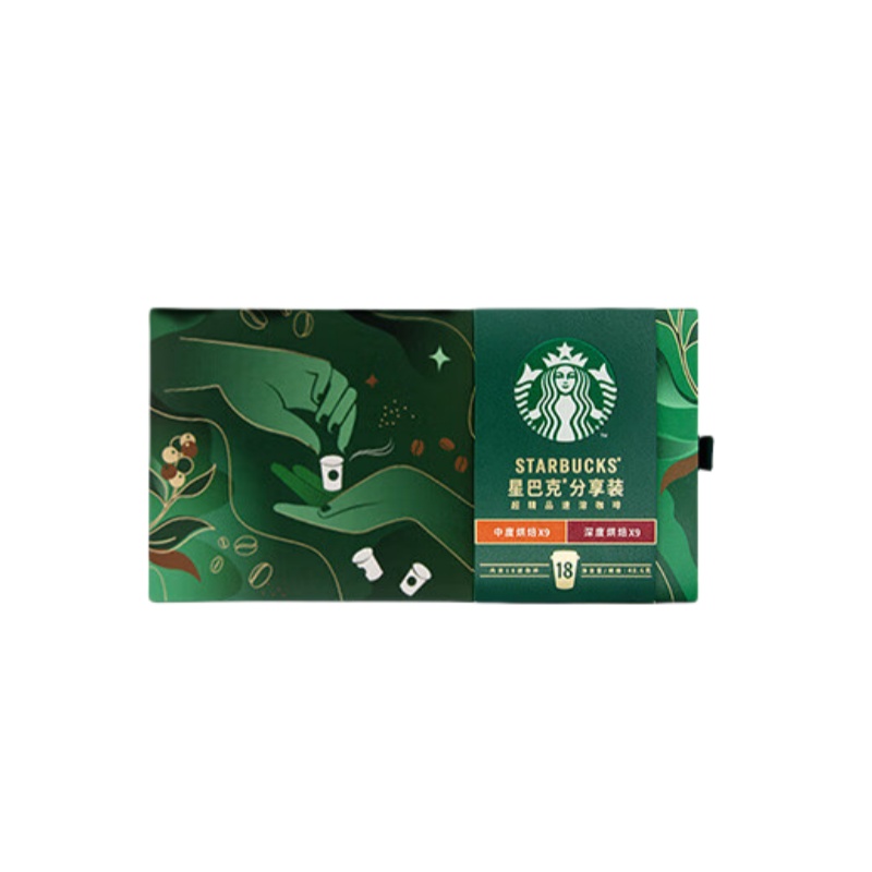 星巴克（Starbucks） 分享装 超精品速溶咖啡 2.7g/杯 18杯/盒 （单位：盒）  