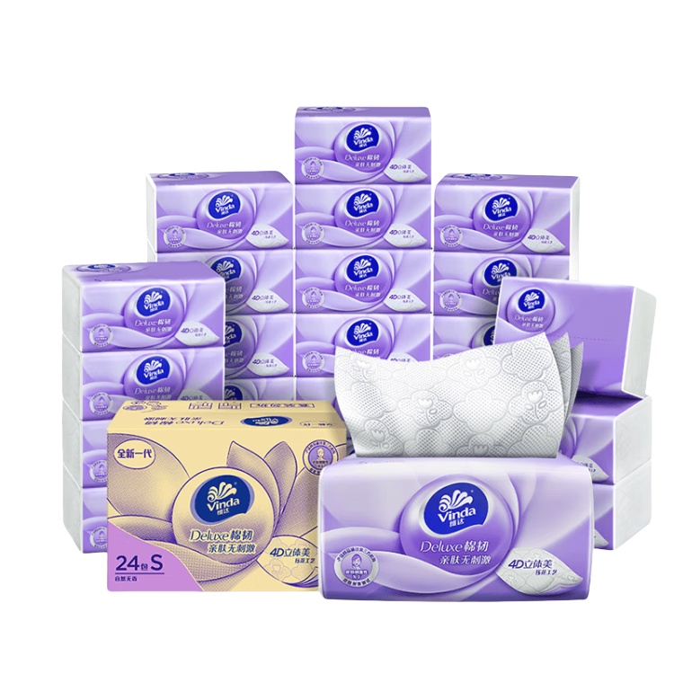 维达（Vinda） S码 棉韧抽纸 3层108抽/包 24包/箱 （单位：箱） 新老包装随机发货 