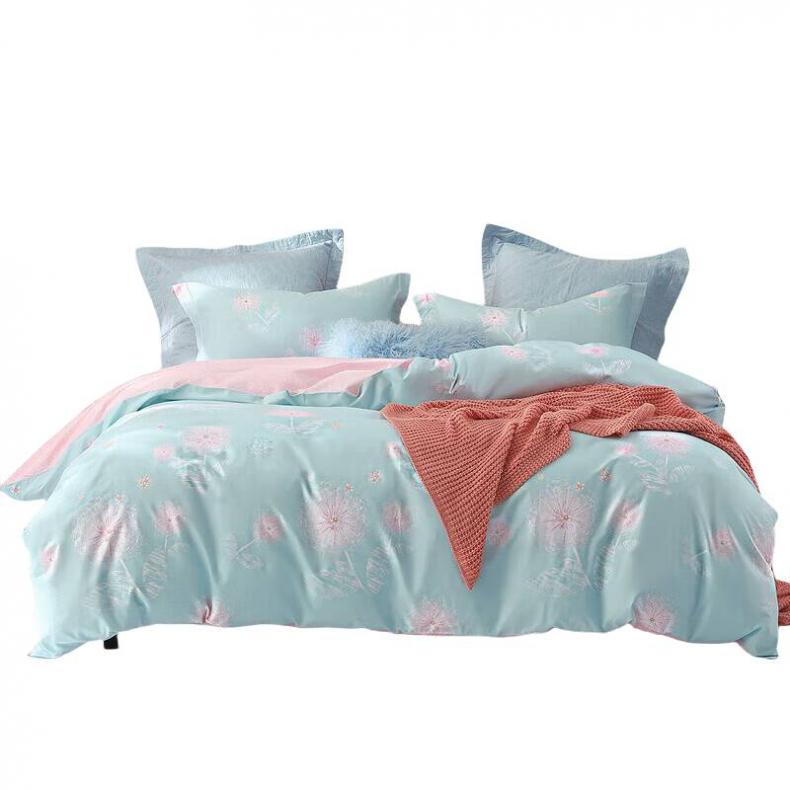 水星家纺（MERCURY） 533988 新年华如玉床上四件套 150*200cm （单位：套）  蓝绿