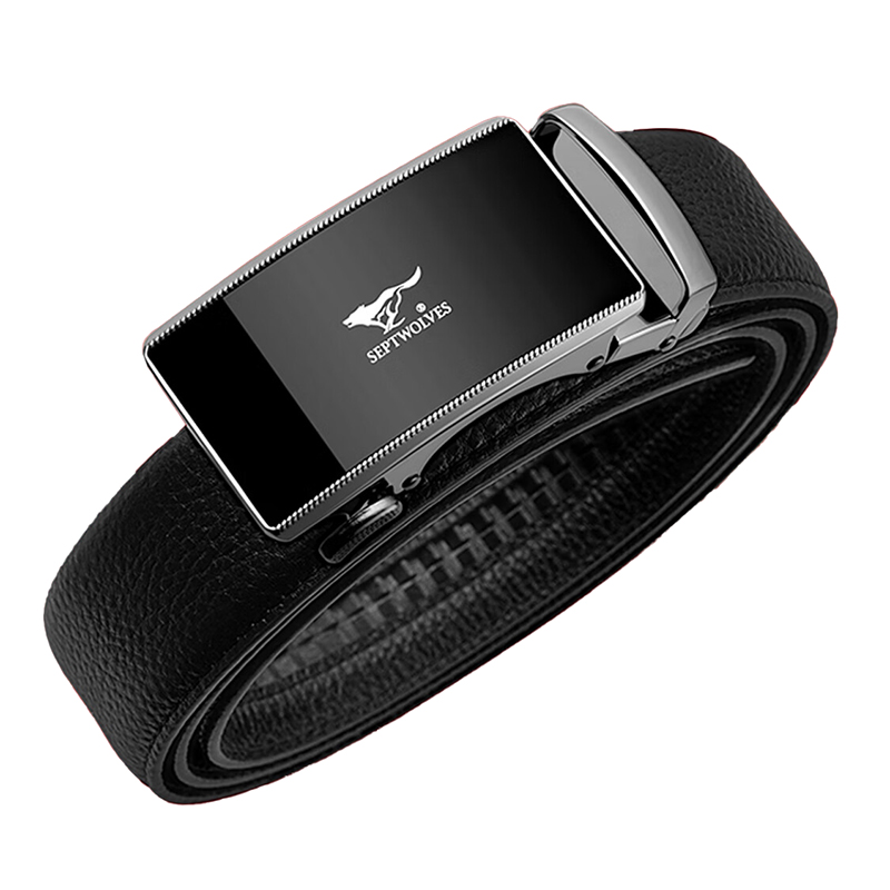 七匹狼（SEPTWOLVES） L9928 男士自动扣腰带 木质礼盒装 长120cm 宽3.5cm （单位：条）  黑色
