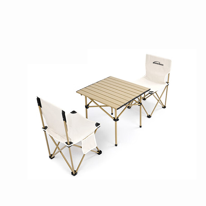 沃特曼 75436 户外折叠桌椅套装3件套 方桌50*50*50cm*1张+椅子35*35*60cm*2把 （单位：套）  米白色