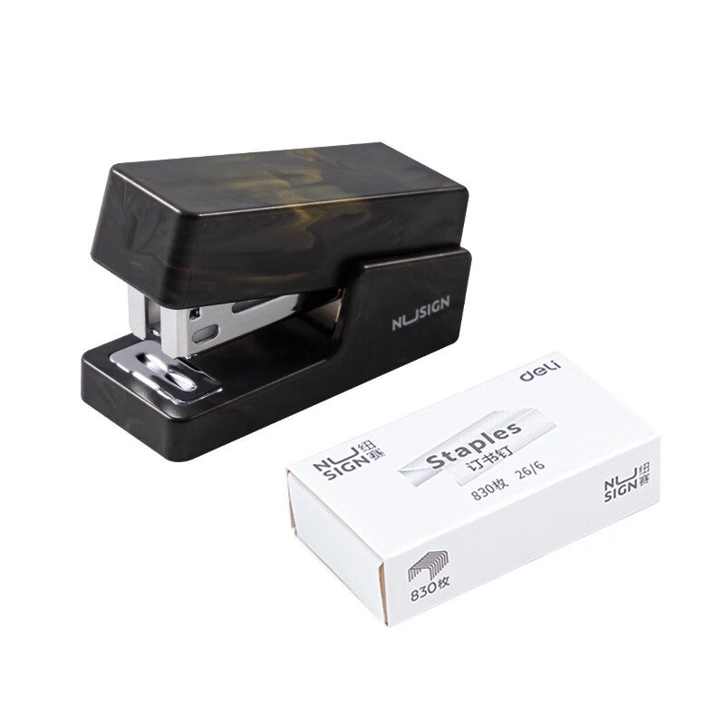 纽赛（NUSIGN） NS083C 迷你订书机套装 1台订书机+1盒钉 （单位：套）  黑色