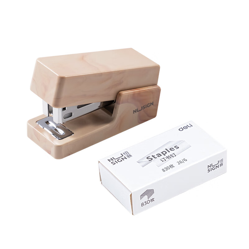 纽赛（NUSIGN） NS083C 迷你订书机套装 1台订书机+1盒钉 （单位：套）  棕色