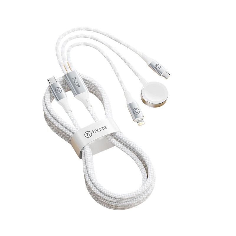 毕亚兹（BIAZE） K187 一拖三快充数据线 1.2m （单位：根）  白色