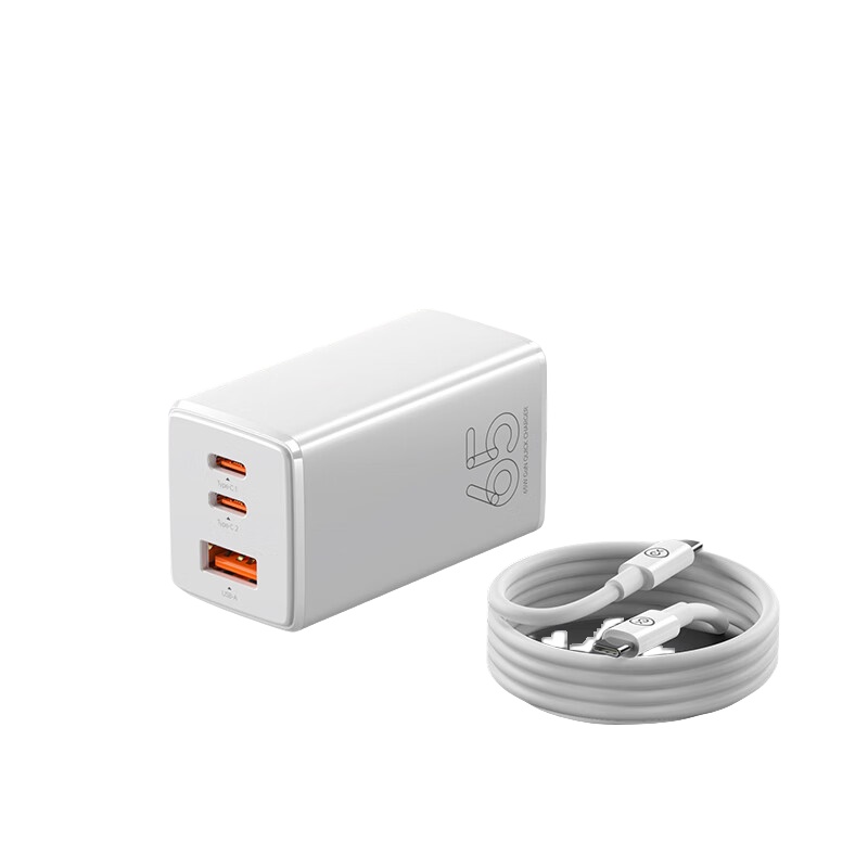 毕亚兹（BIAZE） ZD-F67CN001 氮化镓快充充电器套装 65W+1.2m （单位：个） 配100W快充线 白色