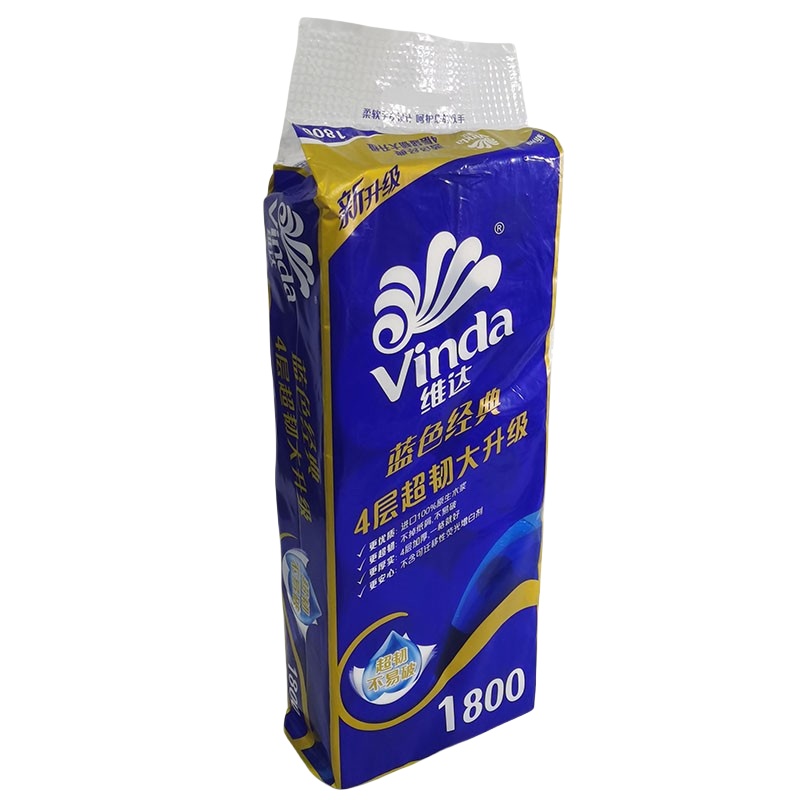 维达（Vinda） V4028 蓝色经典4层超韧有芯卷纸 180g/卷 10卷/提 （单位：提） 两款包装随机发货 
