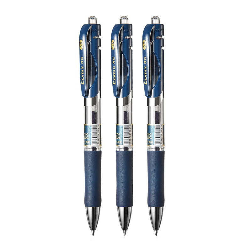 齐心（Comix） K3511 按动中性笔 0.5mm 12支/盒 （单位：盒）  墨蓝色