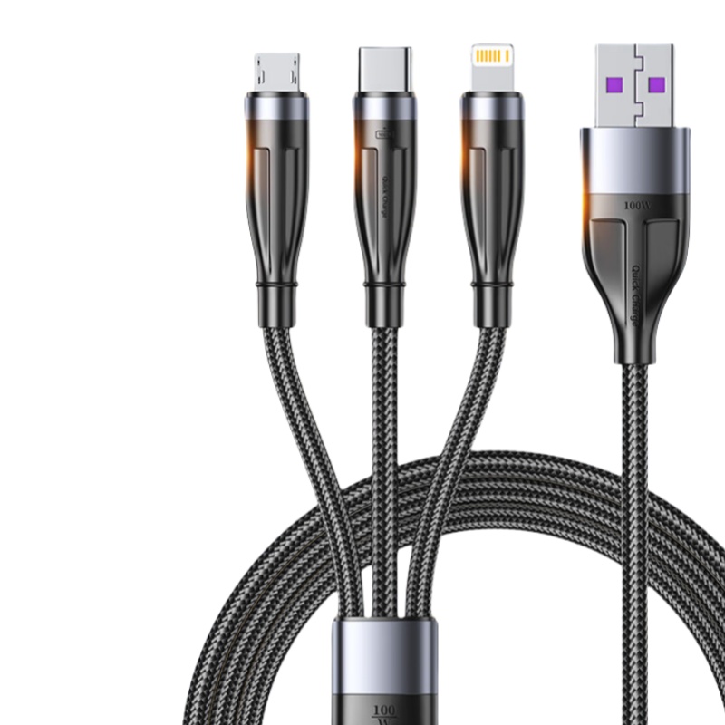 毕亚兹（BIAZE） K83 快充数据线 一拖三 2米 （单位：个）  黑色