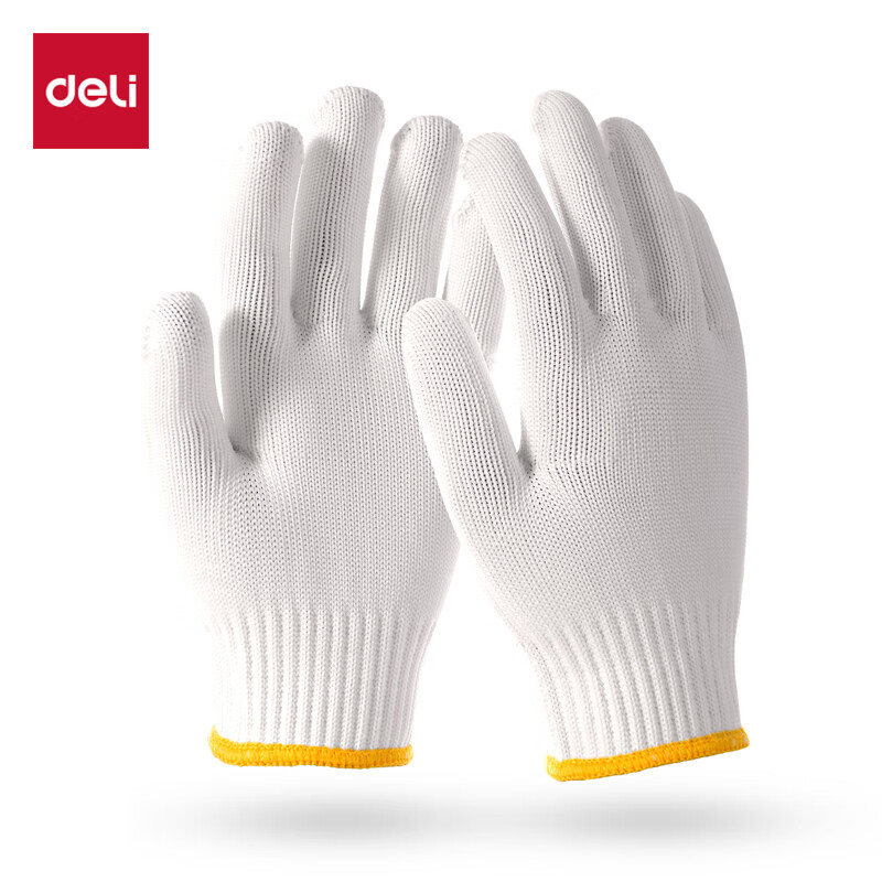 得力（deli） LQ624 纱线手套 均码 12双/包 （单位：包）  白色