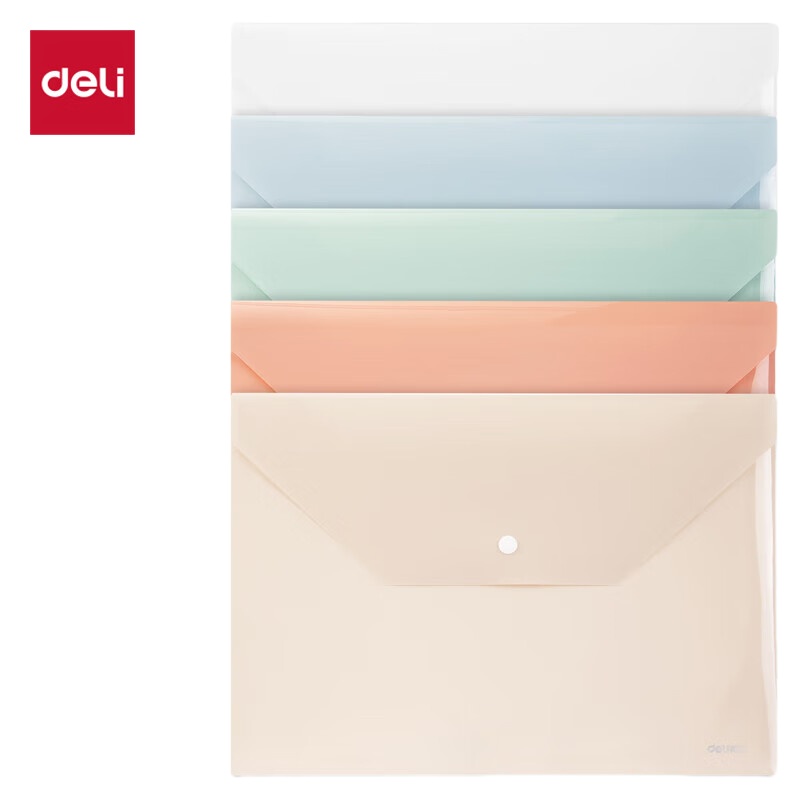 得力（deli） PP301-5 按扣文件袋 A4 5只/包 （单位：包）  混色