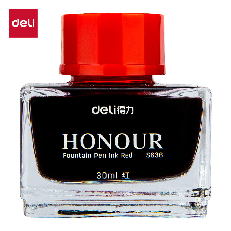 得力（deli） S636 钢笔墨水 非碳素 30ml （单位：瓶）  红色