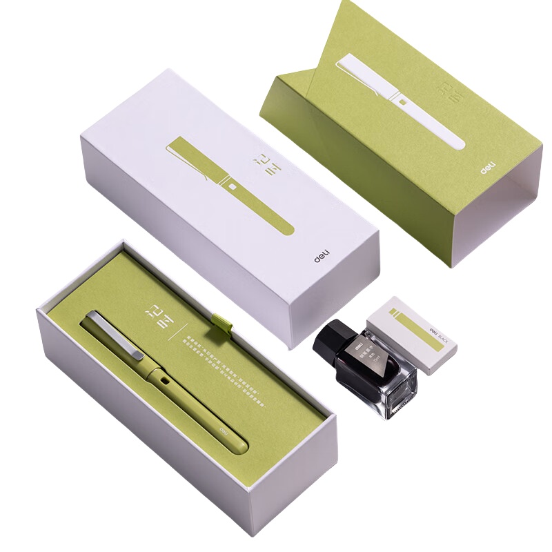 得力（deli） A3 钢笔套装 EF明尖 （单位：套）  月桂绿