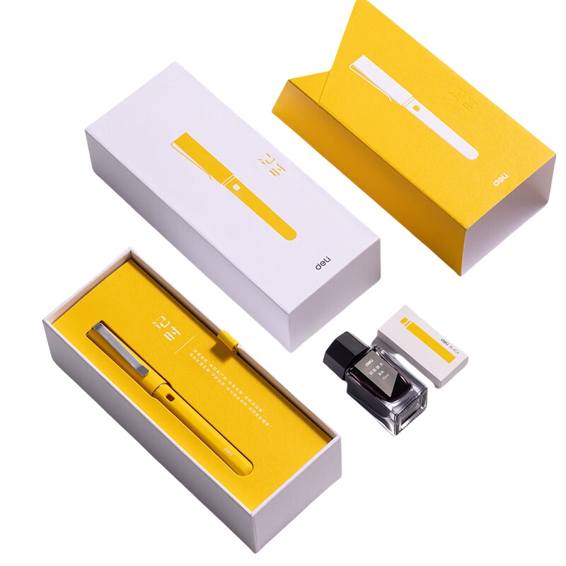 得力（deli） A3 钢笔套装 EF明尖 （单位：套）  苍兰黄