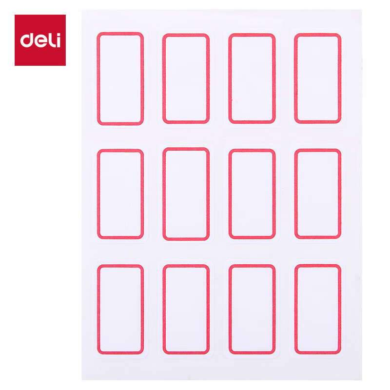 得力（deli） 7184 自粘性标贴 18*32mm 12枚/张 12张/盒 （单位：盒） 红框 