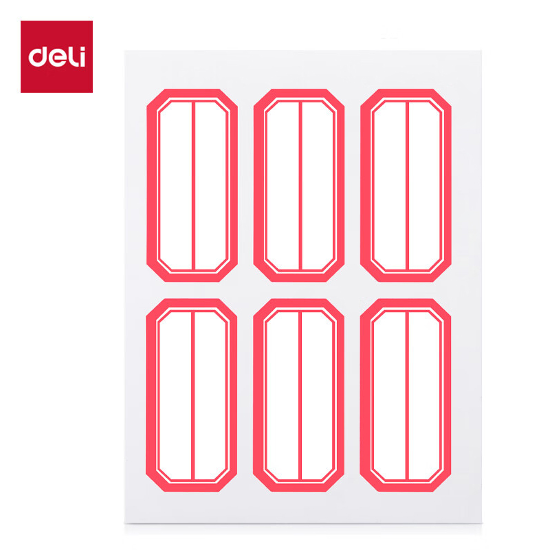 得力（deli） 7187 自粘性标贴 23*49mm 6枚/张 12张/盒 （单位：盒） 红框 