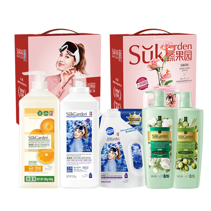 蔬果园 SGY2510 洗护家清五件套  （单位：套） 洗发乳800g*1+沐浴乳800g*1+洗衣液1.05kg+500g+餐具净1.3kg*1 