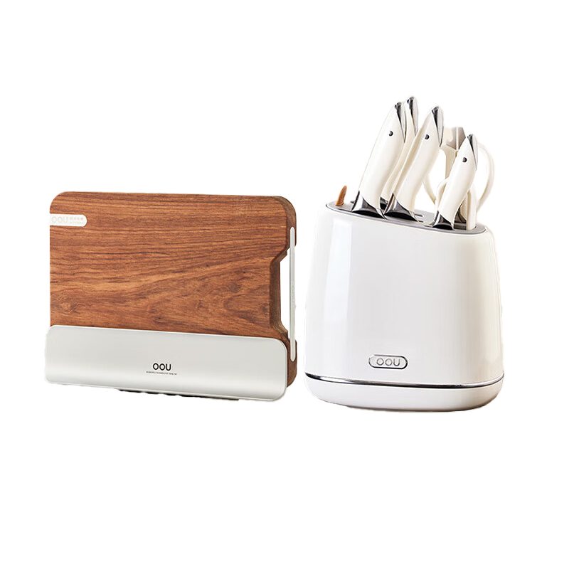OOU DJ0022+CB0035 白鲸系列抗菌厨具7件套+花梨木菜板 8件套 （单位：套）