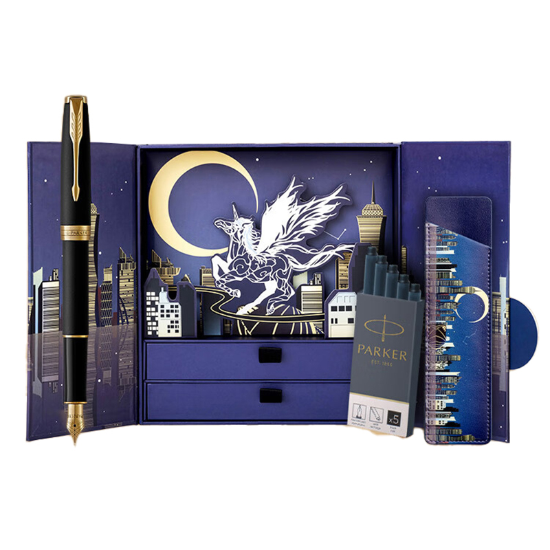 派克 卓尔系列 磨砂黑金夹墨水笔 以梦为马礼盒 F尖 （单位：盒）  