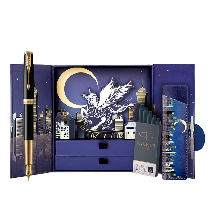 派克 卓尔系列 丽雅黑金夹墨水笔 以梦为马礼盒 F尖 （单位：盒）